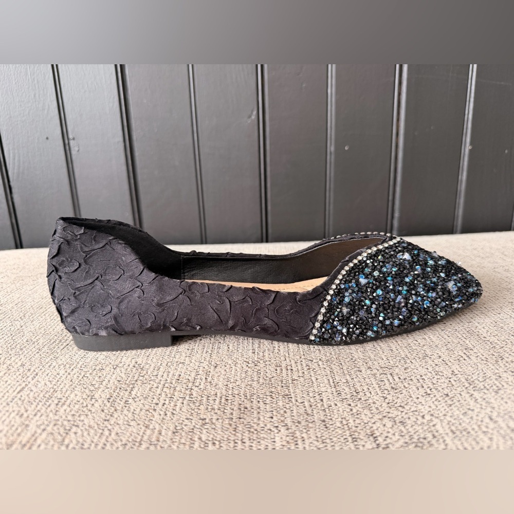 Women’s Black and Blue Beaded Flats - Picture 4 of 9